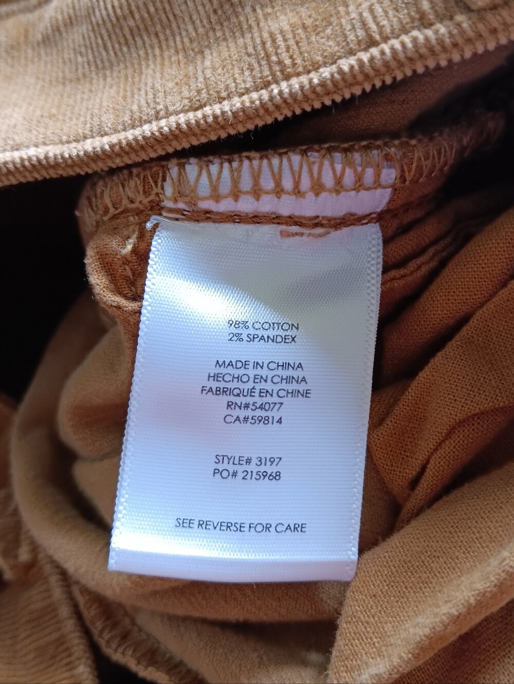 Cabi Autumn Ochre Corduroy Skinny Pants Jeans Womens Size 2, Brown Fall - Picture 11 of 11